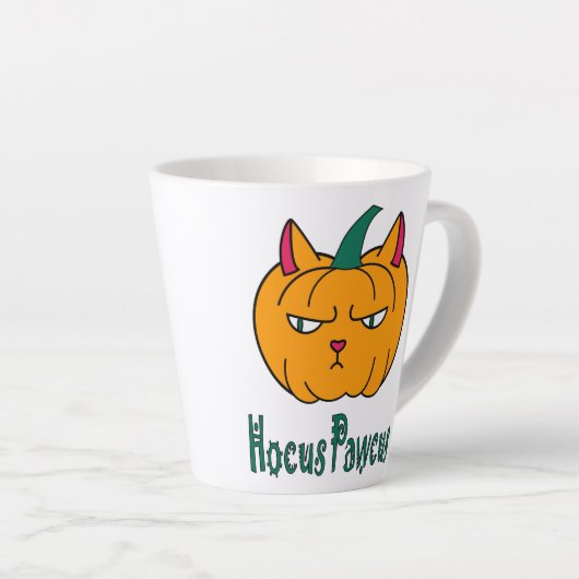 Tasse Latte Hocus pawcus Halloween citrouille ginger cat magie (Angle droit)