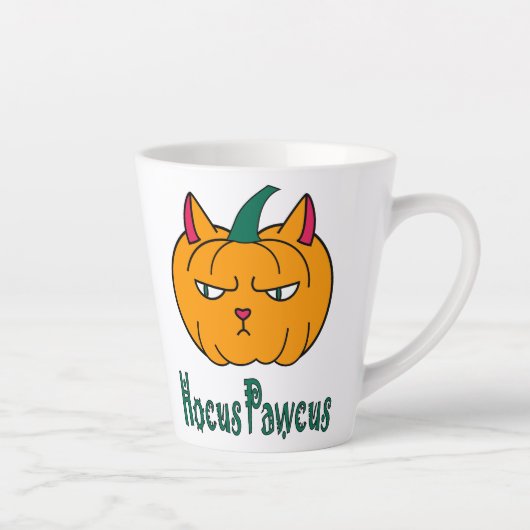 Tasse Latte Hocus pawcus Halloween citrouille ginger cat magie (Droite)