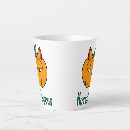 Tasse Latte Hocus pawcus Halloween citrouille ginger cat magie (Devant)