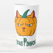 Tasse Latte Hocus pawcus Halloween citrouille ginger cat magie (Devant)