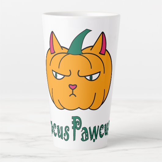 Tasse Latte Hocus pawcus Halloween citrouille ginger cat magie (Devant)