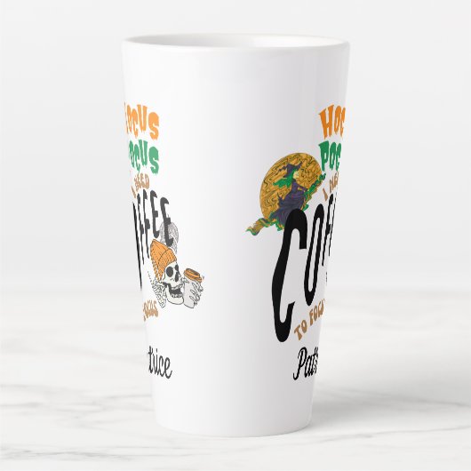 TASSE LATTE HOCUS POCUS CAFÉ HEURE HALLOWEEN SKELETON WITCH (Devant)