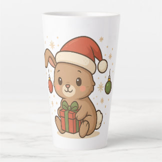Tasse Latte Holiday Bunny in Santa Hat