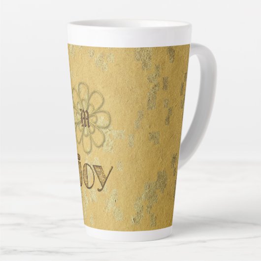 Tasse Latte Holiday Joy Monogrammed (Angle droit)