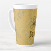 Tasse Latte Holiday Joy Monogrammed (Angle gauche)