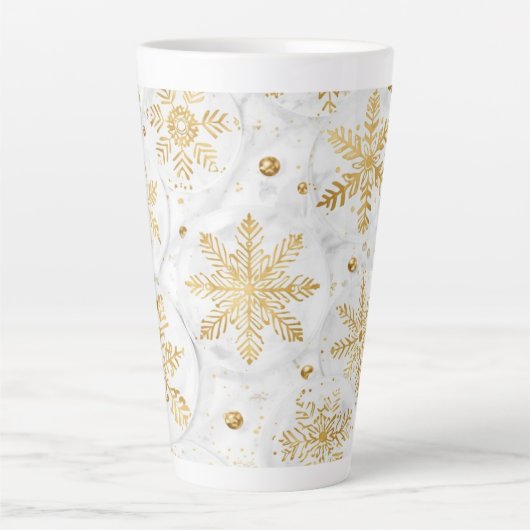 Tasse Latte Holiday latte cup in gold and white (Devant)