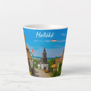 Tasse Latte Hollókő, Hongrie - Rue du village historique petit