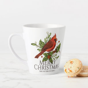 Tasse Latte Holly Cardinal rouge Cacao de fête personnalisé