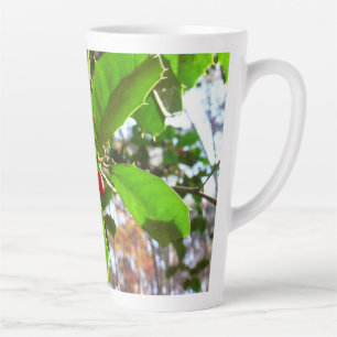 Tasse Latte Holly Feuilles II Vacances Nature Botanique