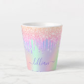 Tasse Latte Holographique licorne parties scintillant goutte a (Devant)