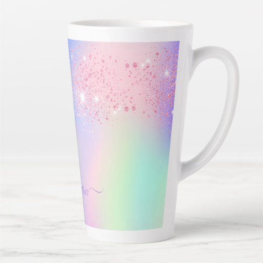 Tasse Latte Holographique rose violet parties scintillant ment (Droite)