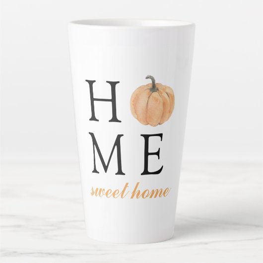 Tasse Latte Home Sweet Home | Citrouille orange | Saison autom (Devant)