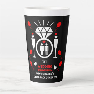 Tasse Latte Hommes gays 1er anniversaire de Mariage