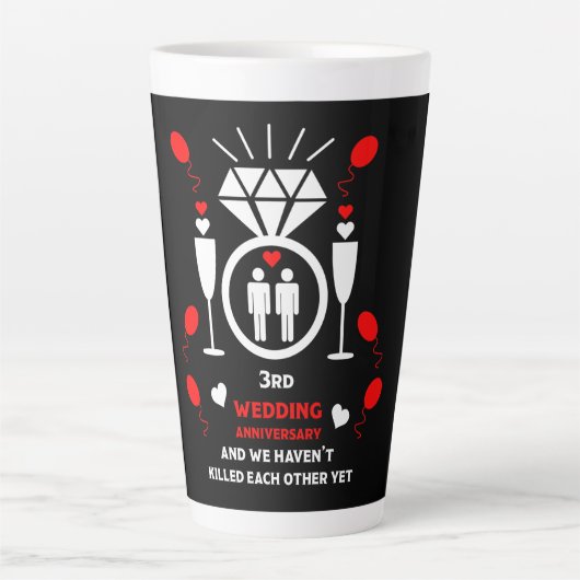 Tasse Latte Hommes homosexuels 3e anniversaire de Mariage (Devant)