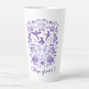 Tasse Latte Hope Grosses - Lavender Linocut Bird Inspirational