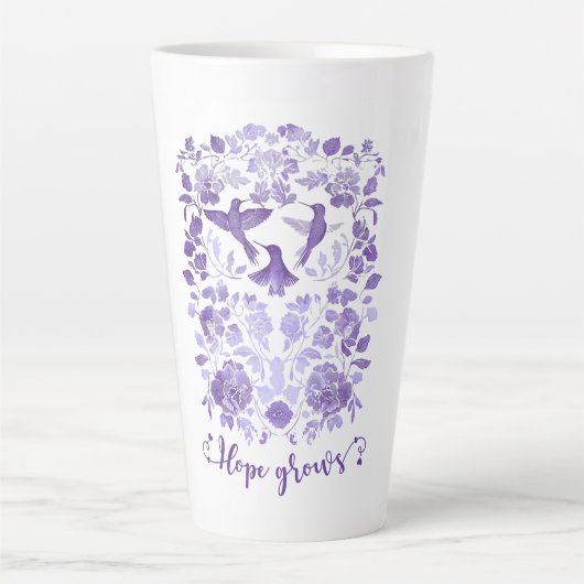Tasse Latte Hope Grosses - Lavender Linocut Bird Inspirational (Devant)