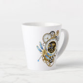 Tasse Latte Horloge à vapeur avec libellule mécanique (Angle droit)