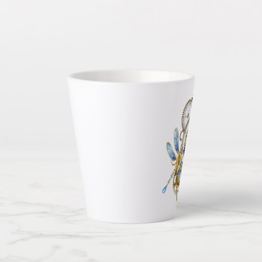 Tasse Latte Horloge à vapeur avec libellule mécanique (Devant)