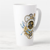 Tasse Latte Horloge à vapeur avec libellule mécanique (Angle droit)