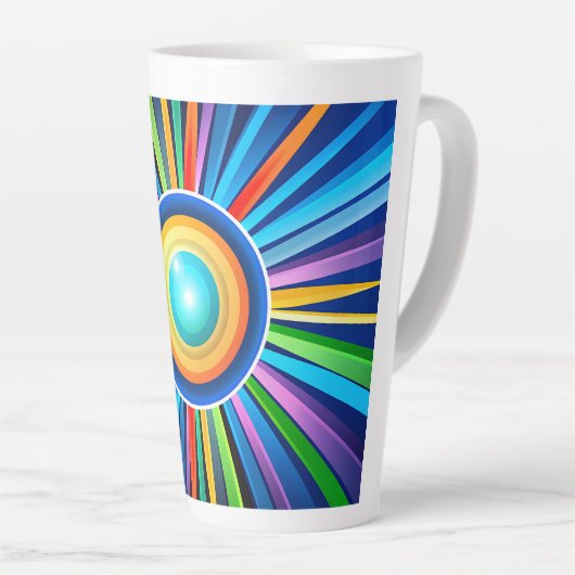 Tasse Latte Horloge murale moderne avec soleil radial arc-en-c (Angle droit)