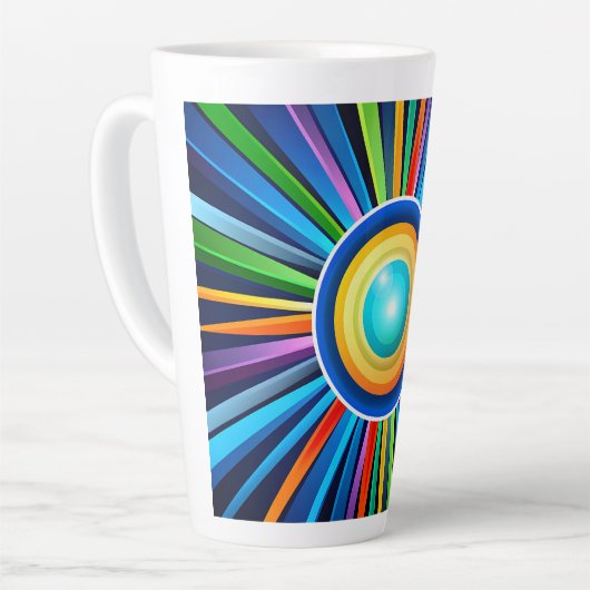 Tasse Latte Horloge murale moderne avec soleil radial arc-en-c (Angle gauche)