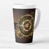 Tasse Latte Horloge Steampunk avec des engrenages anciens (Angle droit)