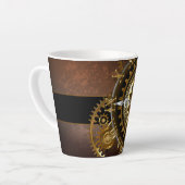 Tasse Latte Horloge Steampunk avec des engrenages anciens (Angle gauche)