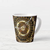 Tasse Latte Horloge Steampunk avec des engrenages anciens (Angle droit)