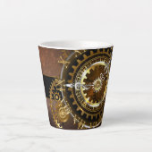 Tasse Latte Horloge Steampunk avec des engrenages anciens (Devant)