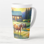 Tasse Latte Horse on Farm Wildflower Meadow (Angle droit)