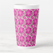 Tasse Latte Hot Pink Floral Seamless Pattern  (Devant)