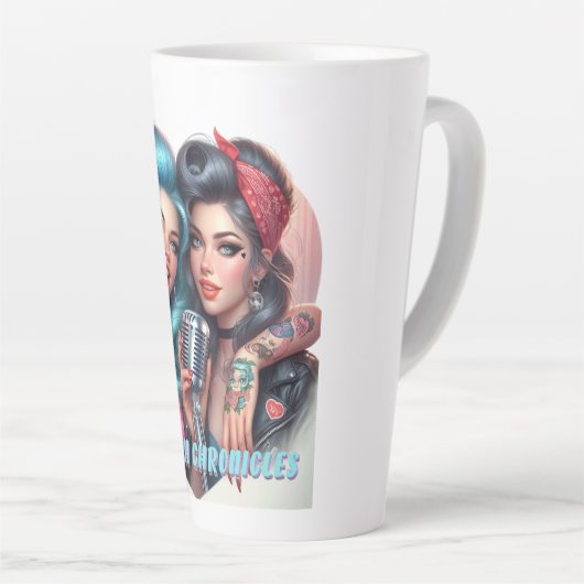 Tasse Latte Hotflash Chronicles - Sip, Laugh, Repeat Latte Cup (Angle droit)