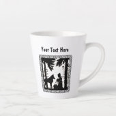 Tasse Latte Hotte blanche noire en Loup Forêt encadrée (Droite)