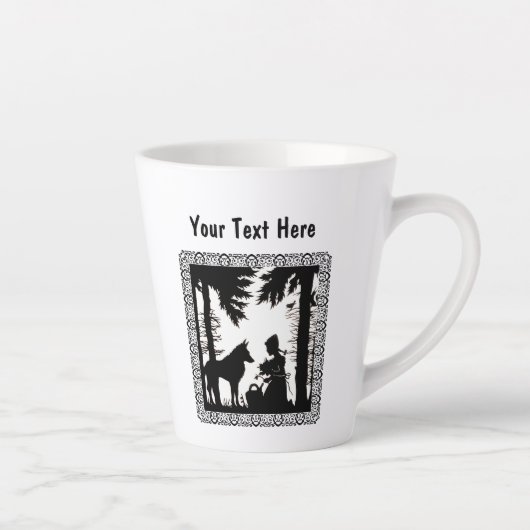 Tasse Latte Hotte blanche noire en Loup Forêt encadrée (Droite)