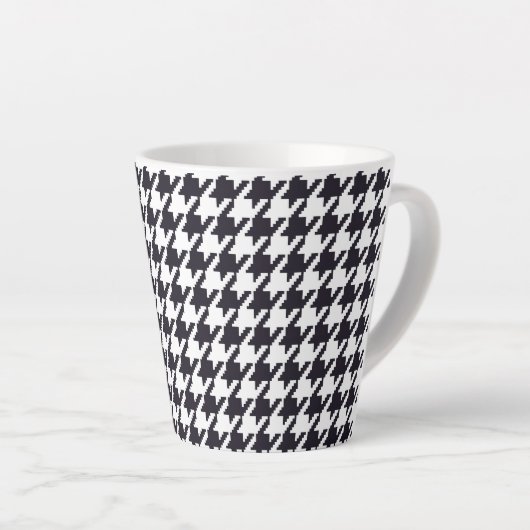 Tasse Latte Houndstooth noir et blanc classique (Angle droit)