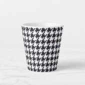 Tasse Latte Houndstooth noir et blanc classique (Devant)