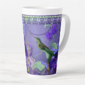 Tasse Latte Hummingbird on purple crystal and lace back with l (Angle droit)