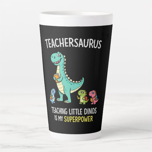 Tasse Latte Humour de professeur Teachersaurus avec de petits (Devant)