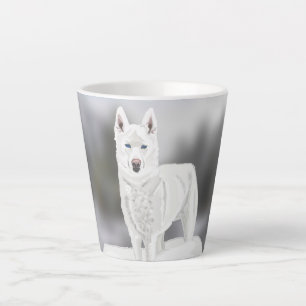 Tasse Latte Husky Blanc