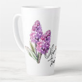 Tasse Latte Hyacinth "Merci !" Slogan et nom modifiables (Angle gauche)