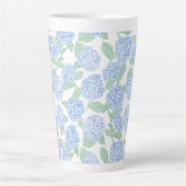 Tasse Latte Hydrangea Bleu Vert Élégant Prépa (Devant)