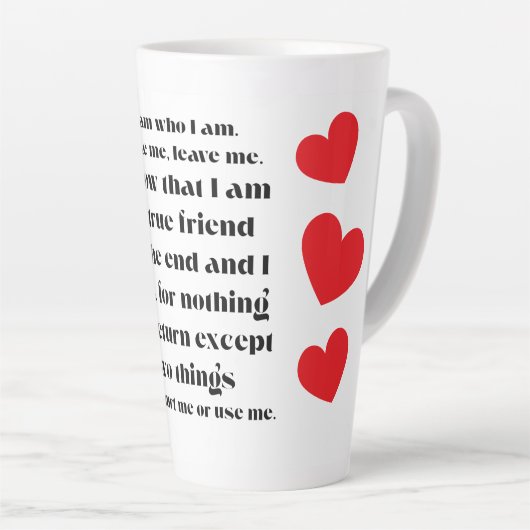 Tasse Latte I Am Who I am collection. (Angle droit)