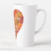 Tasse Latte I Love Automne—Rouge Aspen Leaf Heart 1, Citation (Droite)