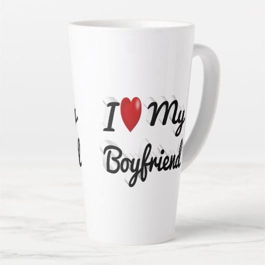 Tasse Latte I Love My Boyfriend texte noir mignon (Angle droit)