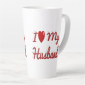 Tasse Latte I Love My Husband texte rouge mignon (Angle droit)