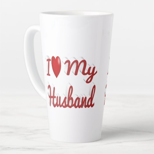 Tasse Latte I Love My Husband texte rouge mignon (Angle gauche)