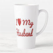 Tasse Latte I Love My Husband texte rouge mignon (Droite)