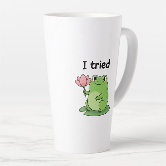Tasse Latte "I Tried" Froggy Effort Design (Angle droit)