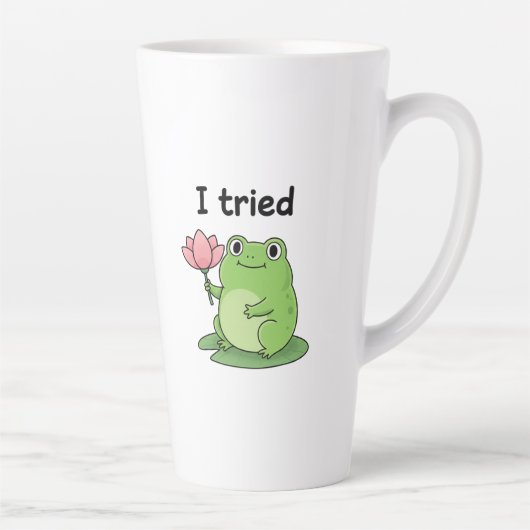 Tasse Latte "I Tried" Froggy Effort Design (Droite)