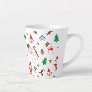 Tasse Latte Icône de motif de Noël santa arbre cadeau heureux